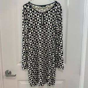 Beautiful Chevron Dress with Leather Trim